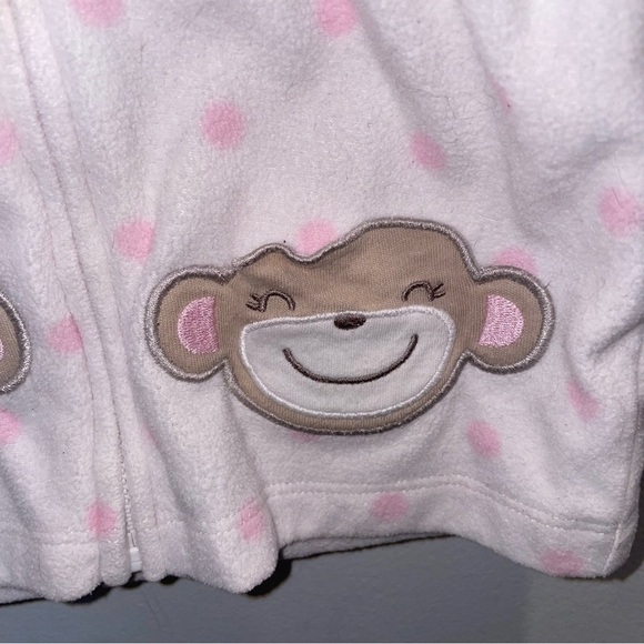 5/$15 Carter's Pink Polka Dot Fleece Baby Hoodie - Picture 2 of 7